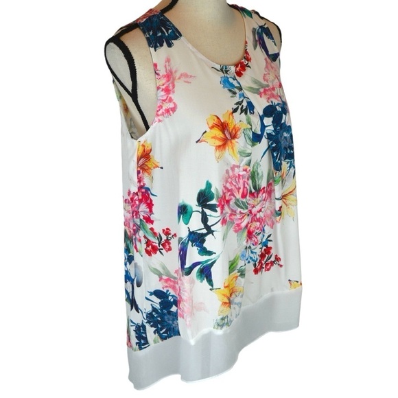 Karen Kane Drop Hem Lightweight Wildflower Print Sleeveless Blouse, Size XS NWT - Picture 9 of 11